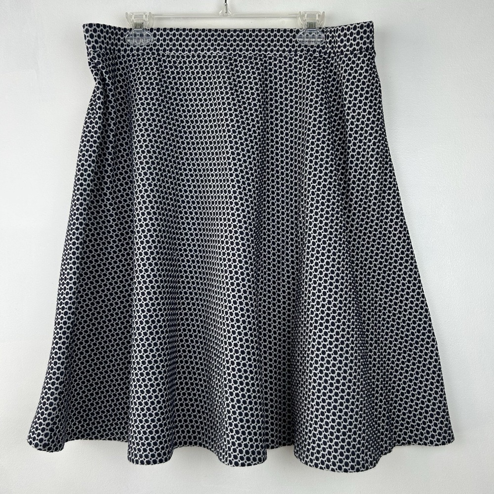 Talbots Skirt Womens 14 Navy Blue White Print Pull On Stretch Casual Office